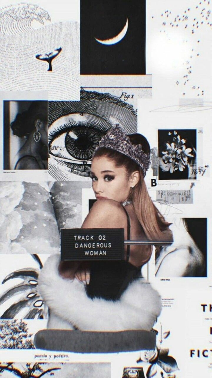 720x1280 Ariana Grande. Cute Black n' White collage