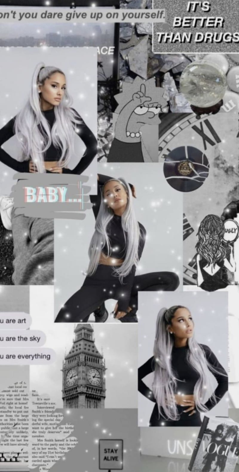 800x1578 Ariana Grande, muzyka, szary, women, HD phone wallpaper
