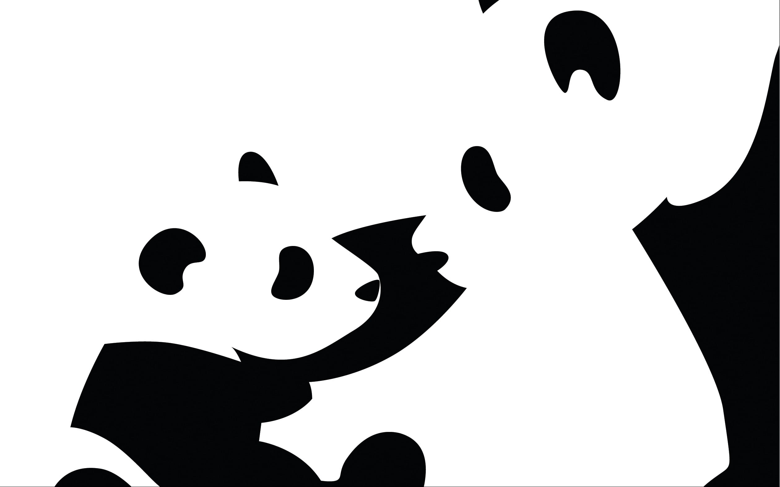 2520x1574 Two Panda illustration, minimalism, artwork, animals, black HD
