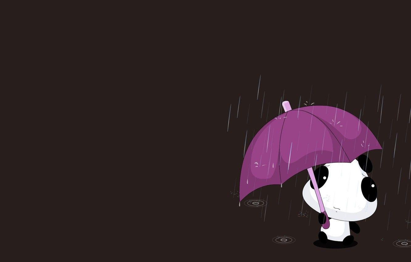 1332x850 Wallpaper the rain, drops, umbrella, mood, minimalism, anime, art