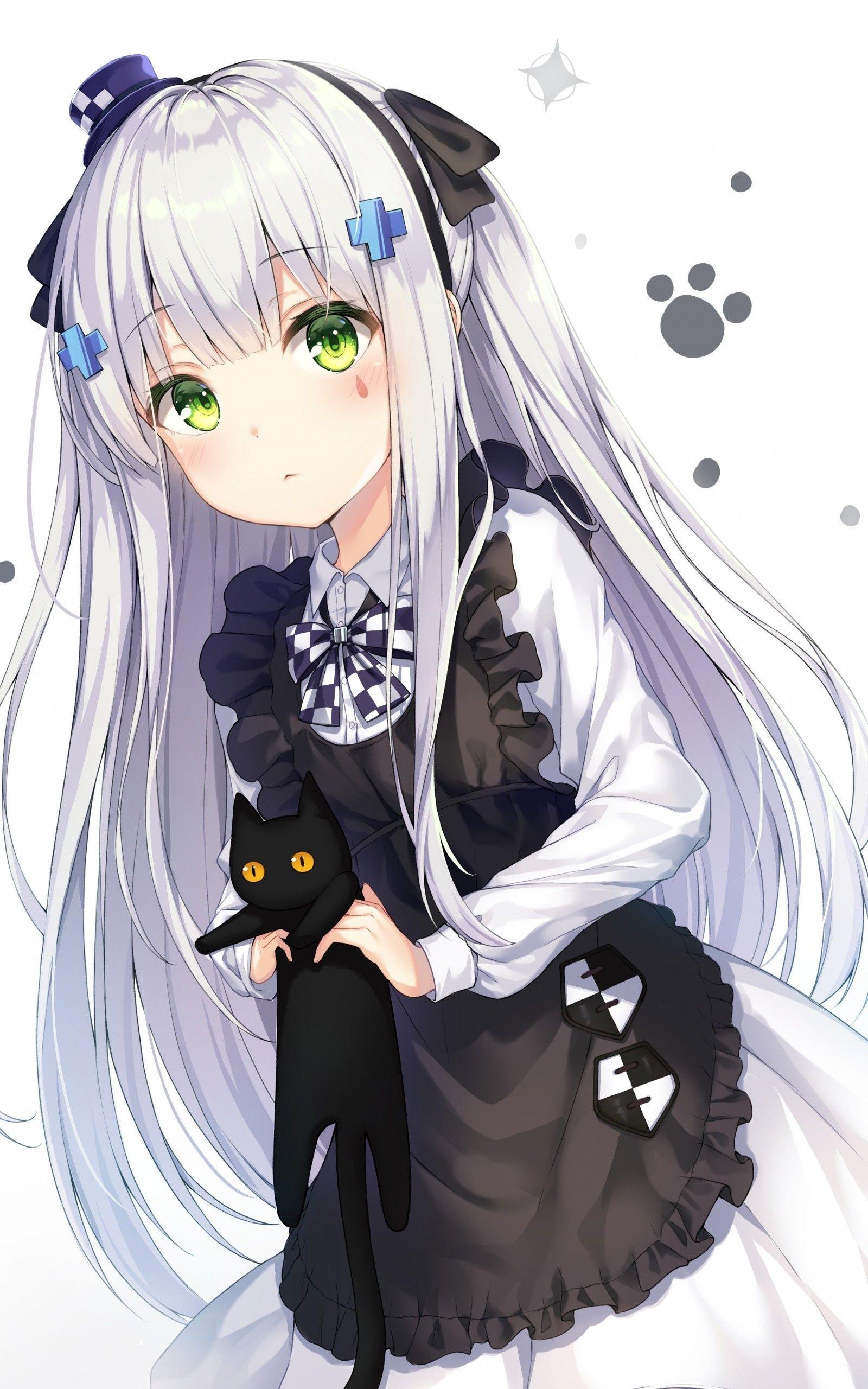 Black Cat Anime Girl Wallpaper