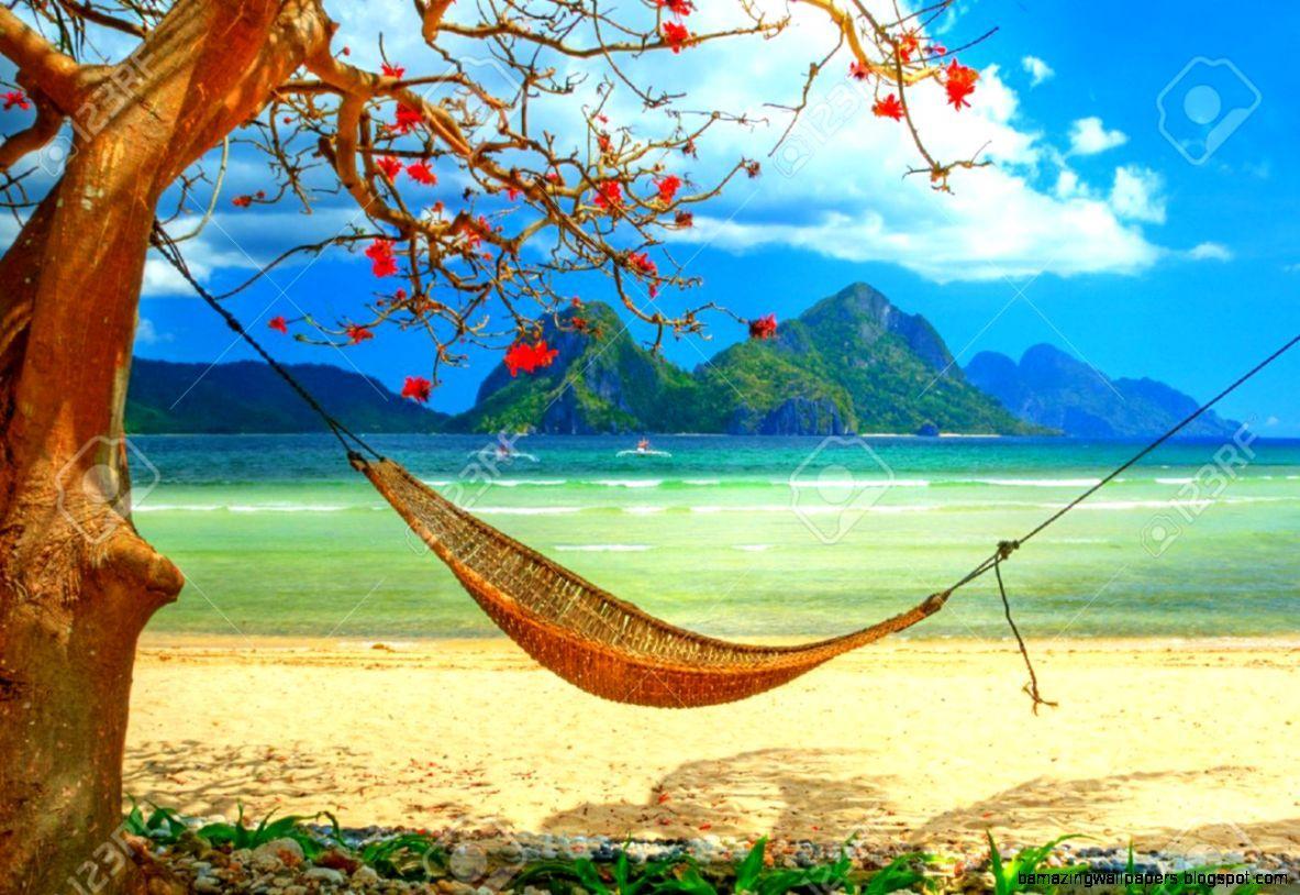 1183x814 Cảnh bãi biển với võng