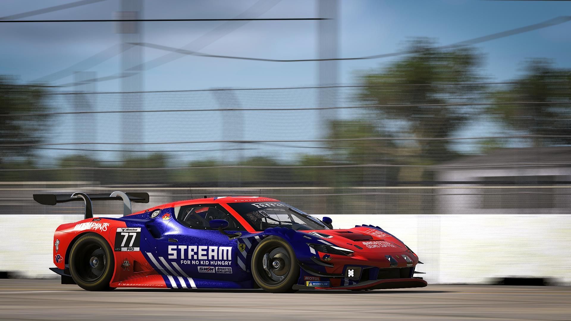 1920x1080 STREAM for No Kid Hungry Ferrari 296 GT3 Sim Number iRacing Decals