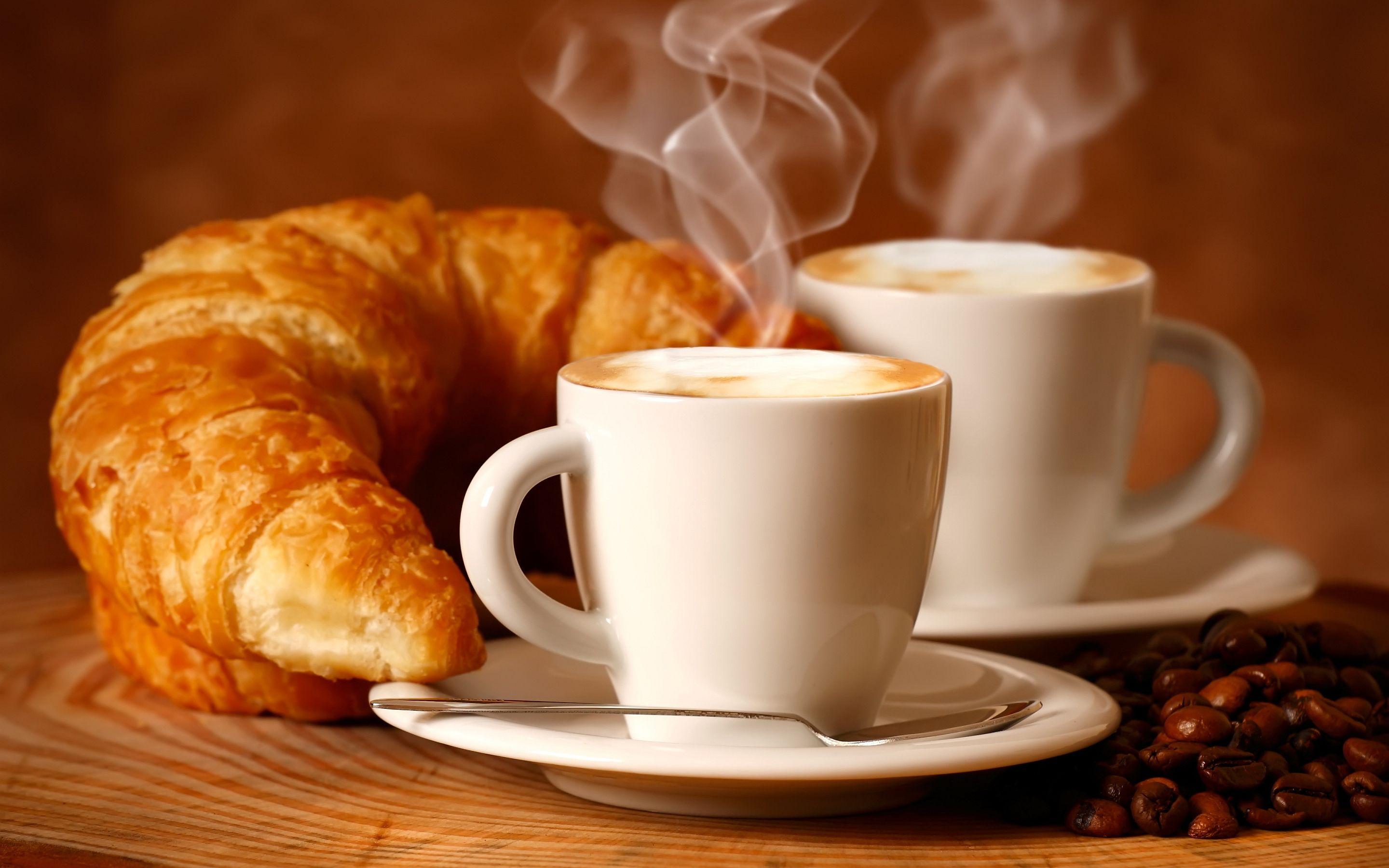 2880x1800 Croissant & Coffee. Kahve, Mutlu