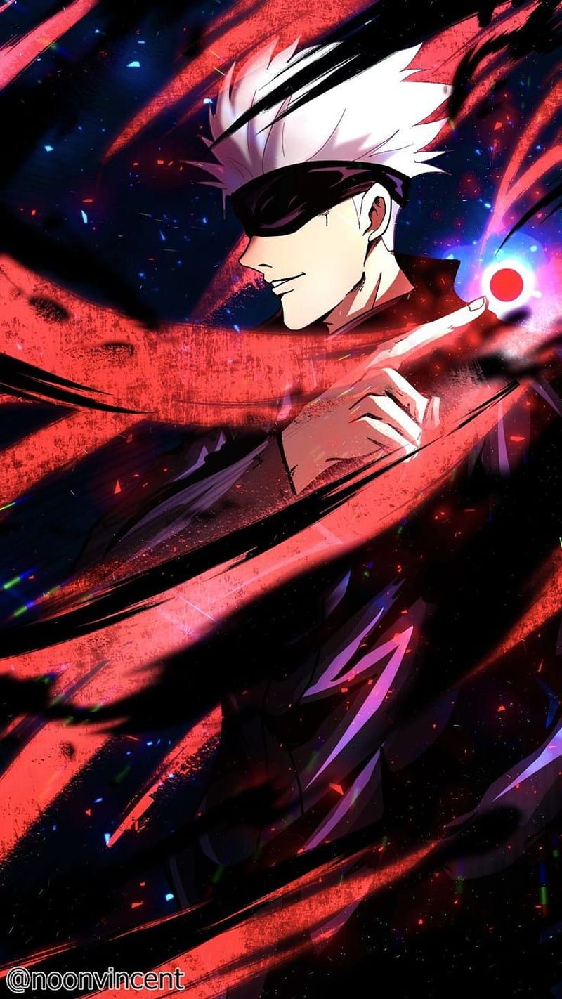 800x1422 SATORU GOJO, gojo, jujutsu kaisen, red, HD phone wallpaper