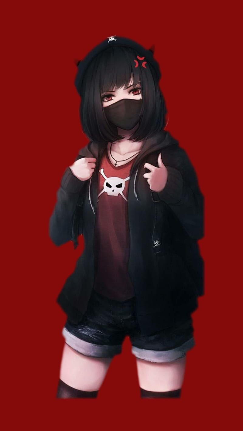 800x1420 Anime girl red, cute, HD phone wallpaper
