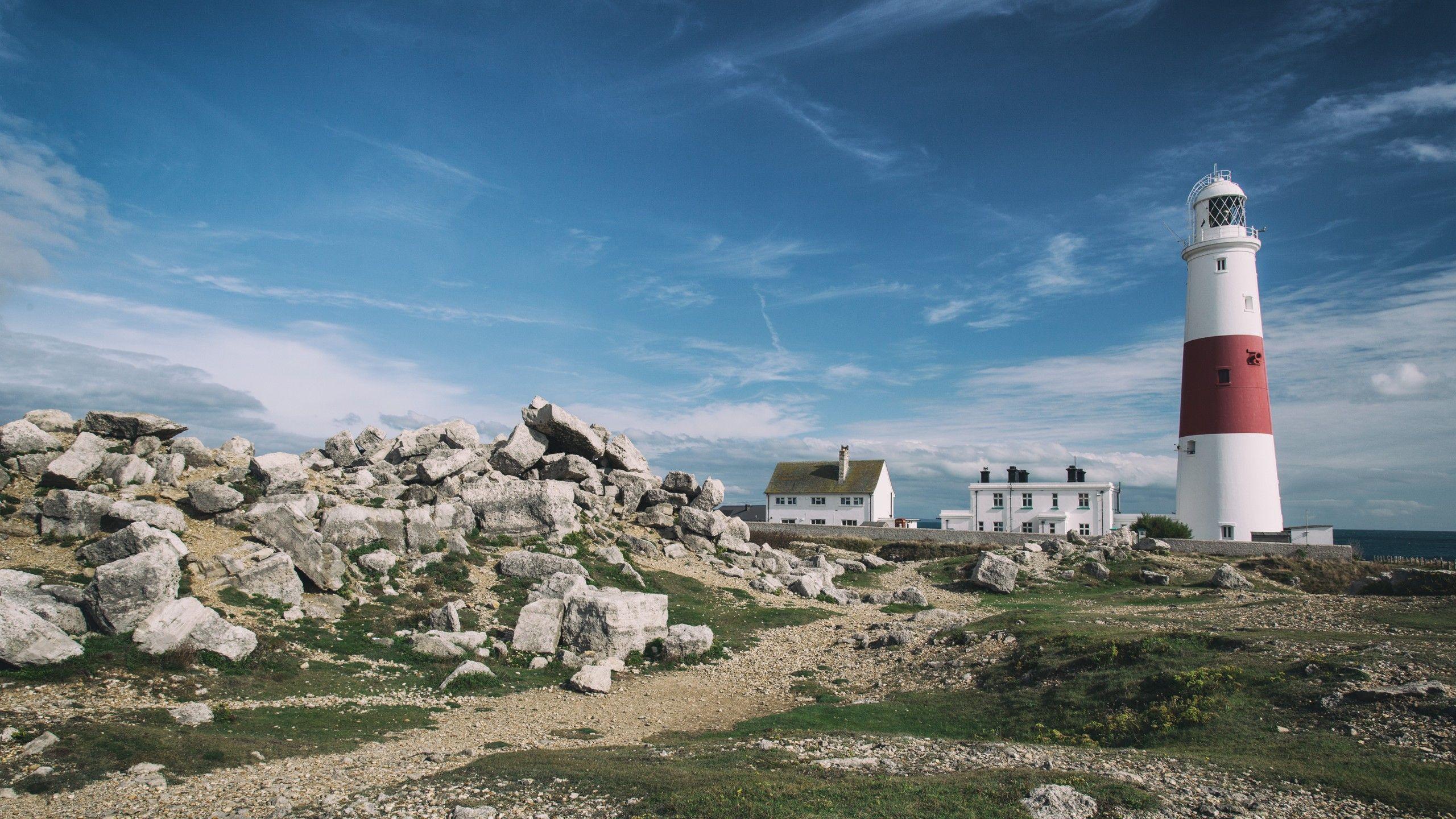2560x1440 Wallpaper Portland Bill Lighthouse, 4k, 5k wallpaper, Jurassic