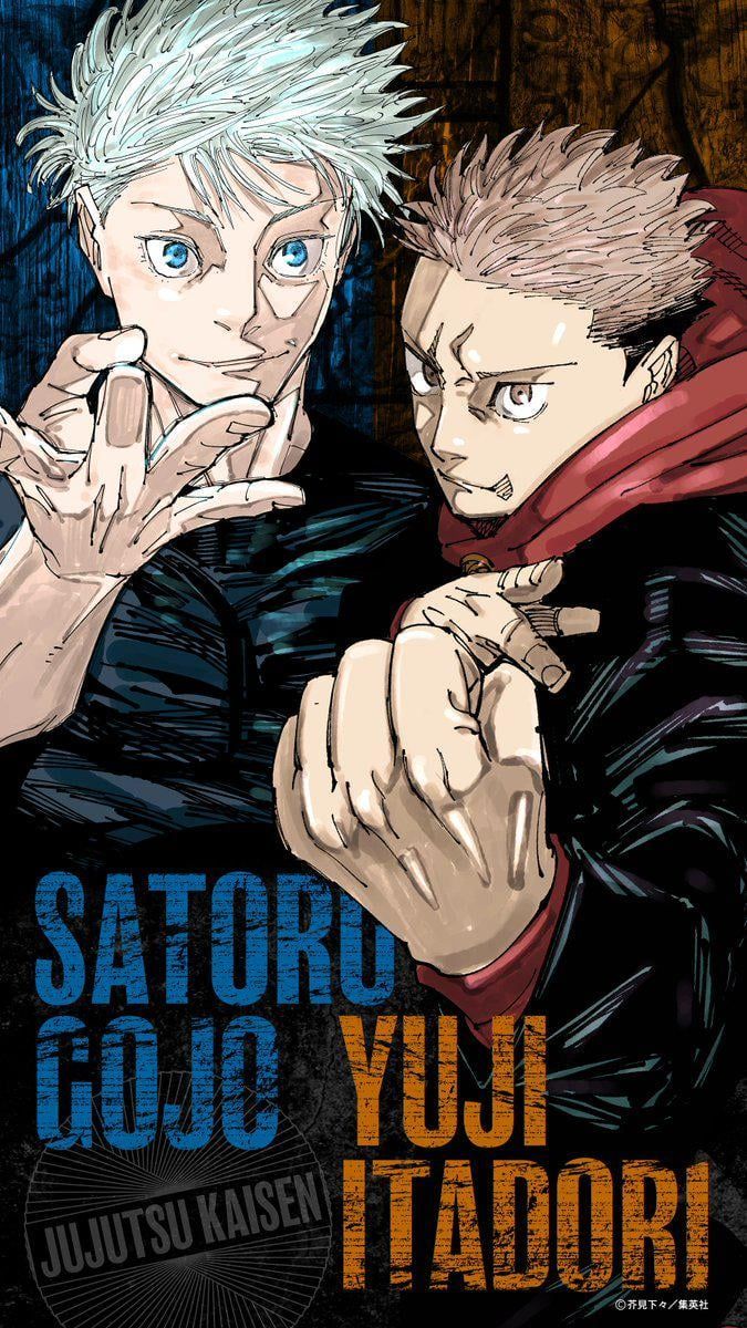 675x1200 In celebration of reaching 1.5M followers, released a special wallpaper featuring Gojo and Yuji