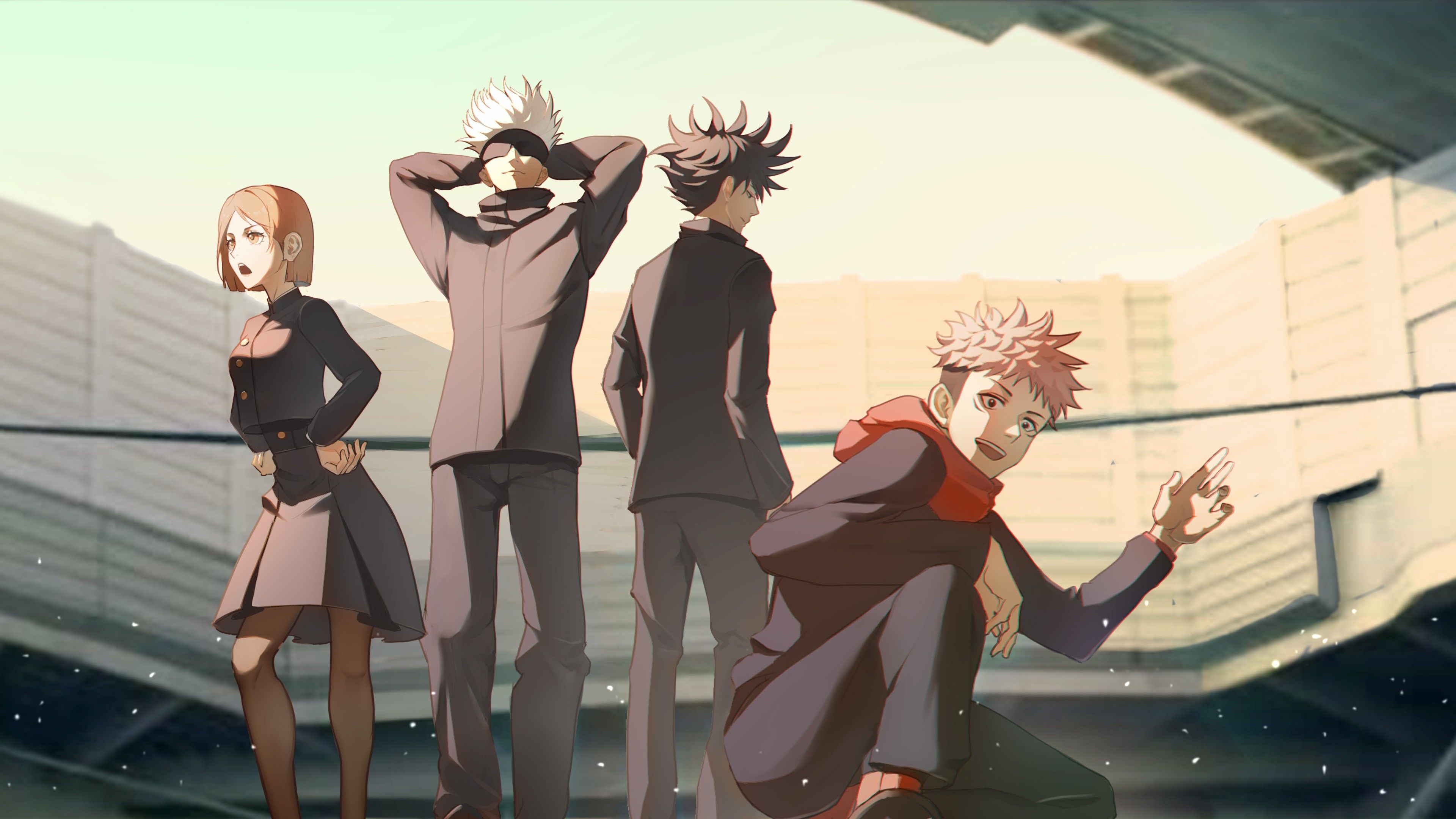 3840x2160 Yuji Itadori Satoru Gojo Megumi Fushiguro Nobara Kugisaki 4K HD Jujutsu Kaisen Wallpaper