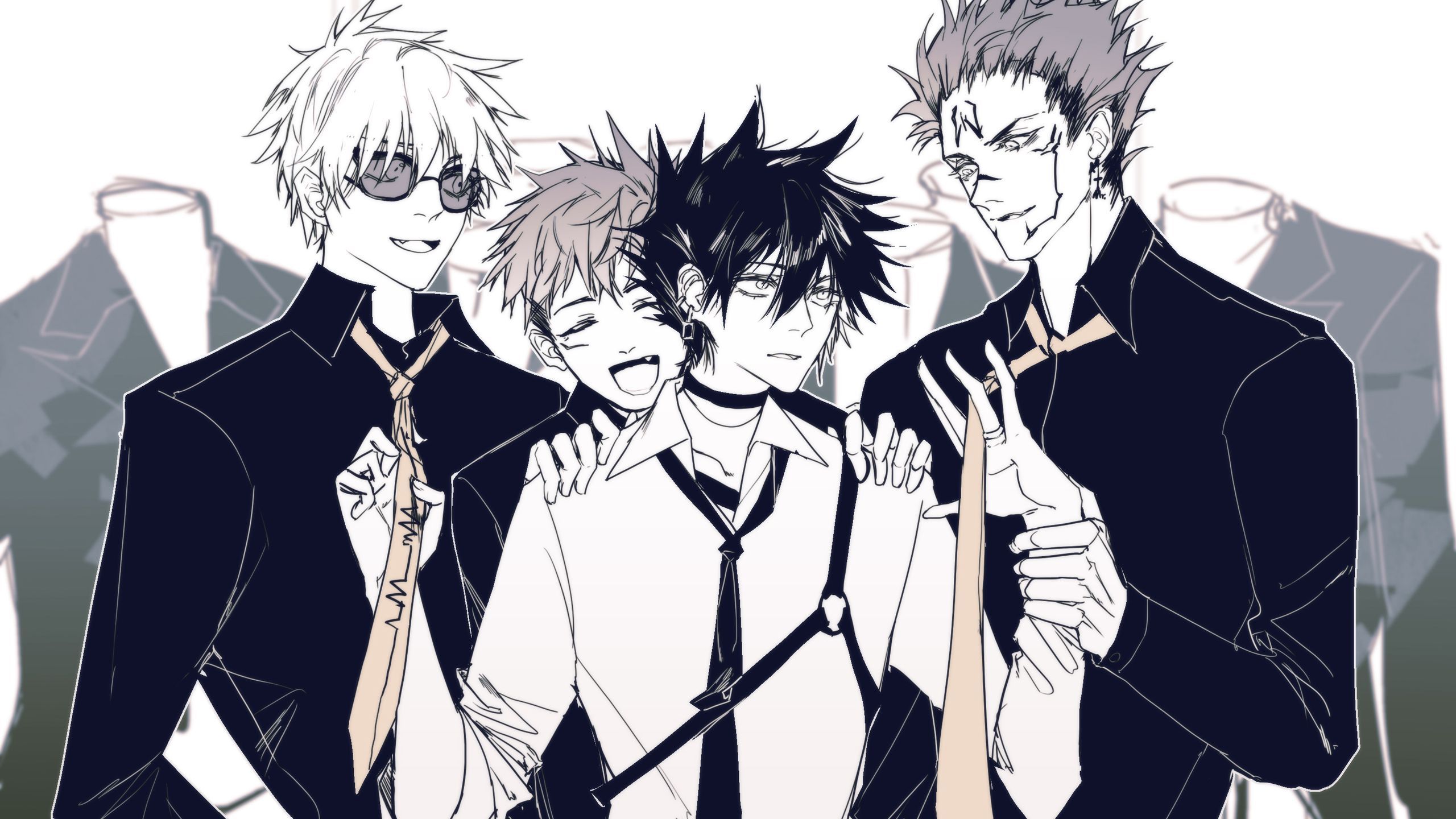 2560x1440 Megumi Fushiguro Satoru Gojo Sukuna Yuji Itadori HD Jujutsu Kaisen Wallpaper