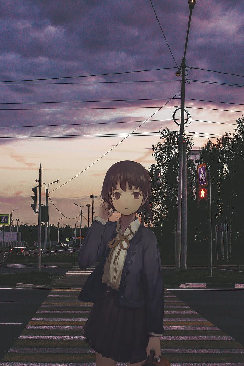 800x1200 2D, anime girls, Serial Experiments Lain, shion (mirudakemann), evening, HD phone wallpaper