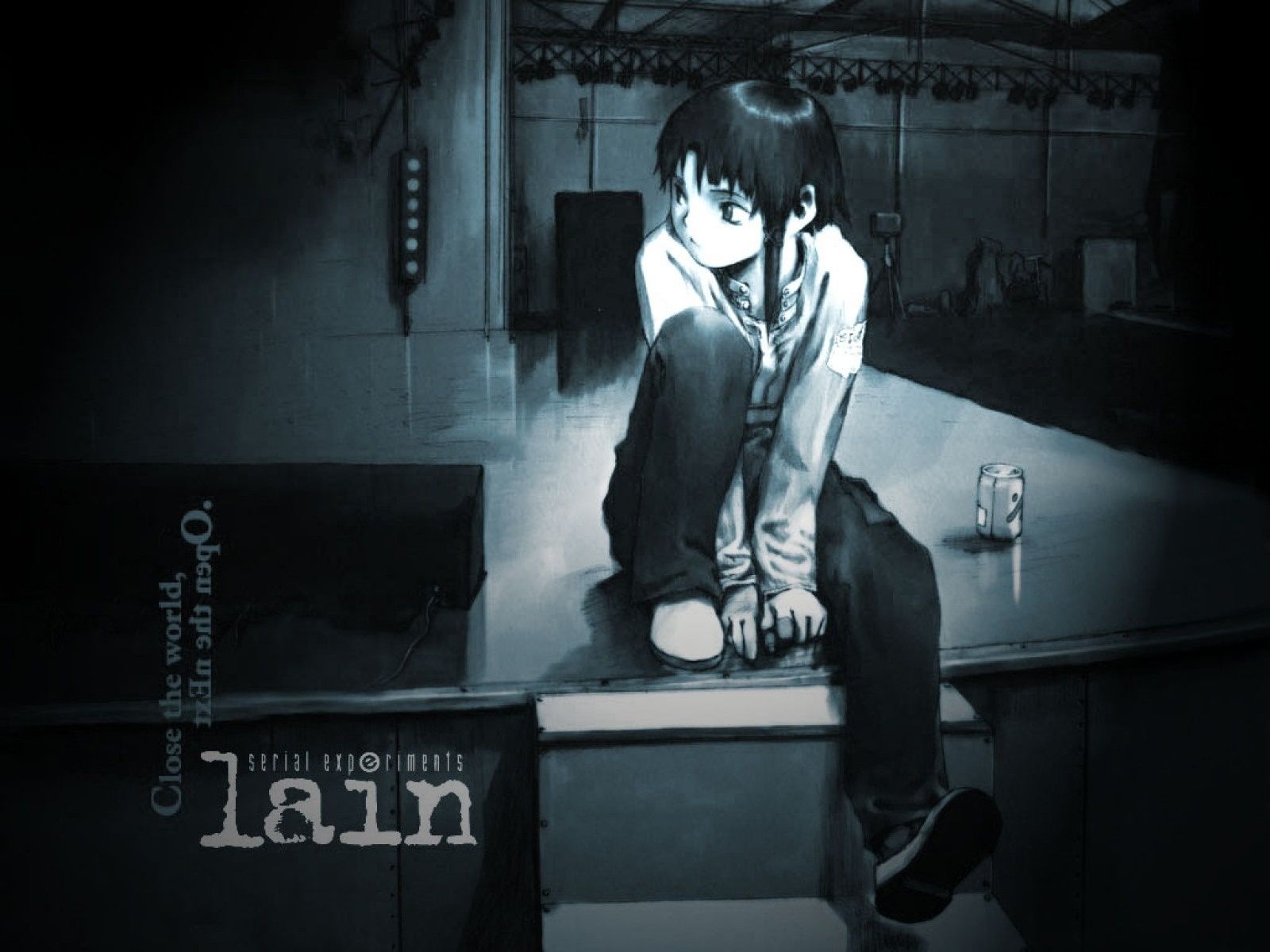 1600x1200 Wallpaper Bank, sitting, serial experiments lain, Lane Iwakura for mobile and desktop, section аниме, resolution 1600x1200