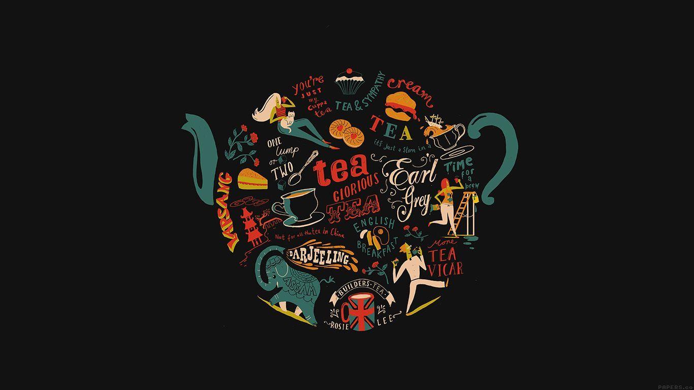 1366x768 Migyy Tea Art Illust Painting Dark. Tea Art, Art, Tea Wallpaper