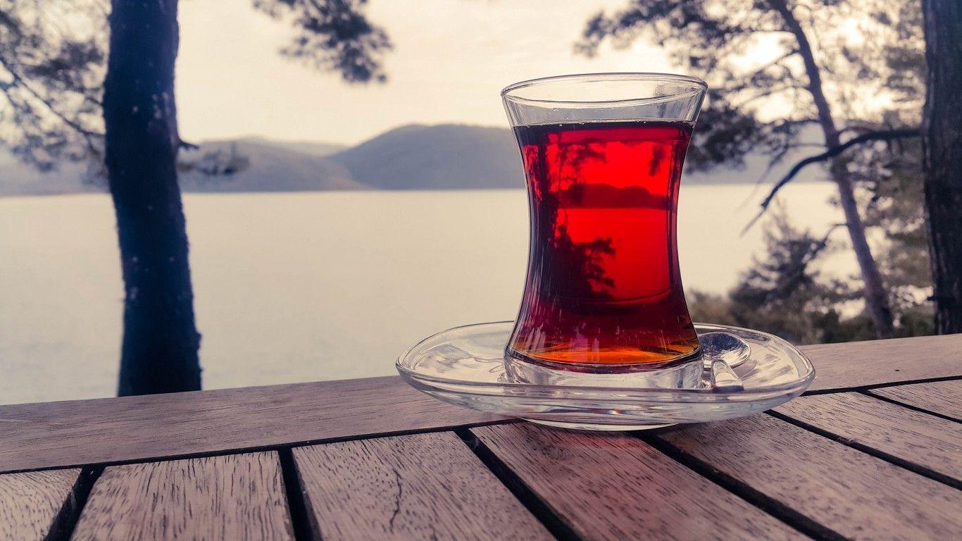 1366x768 Download 1366x768 Turkish Tea, Glass, Drinks, Landscape Wallpaper