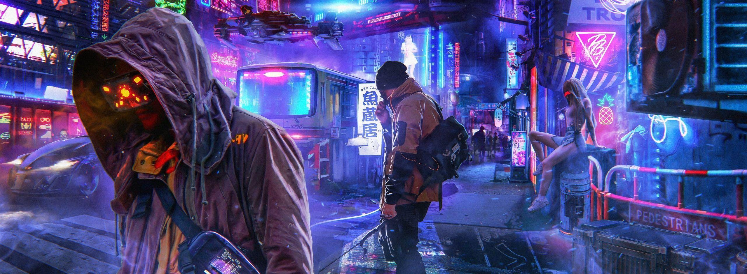2560x941 digital art #Photoshop concept art #futuristic futuristic city