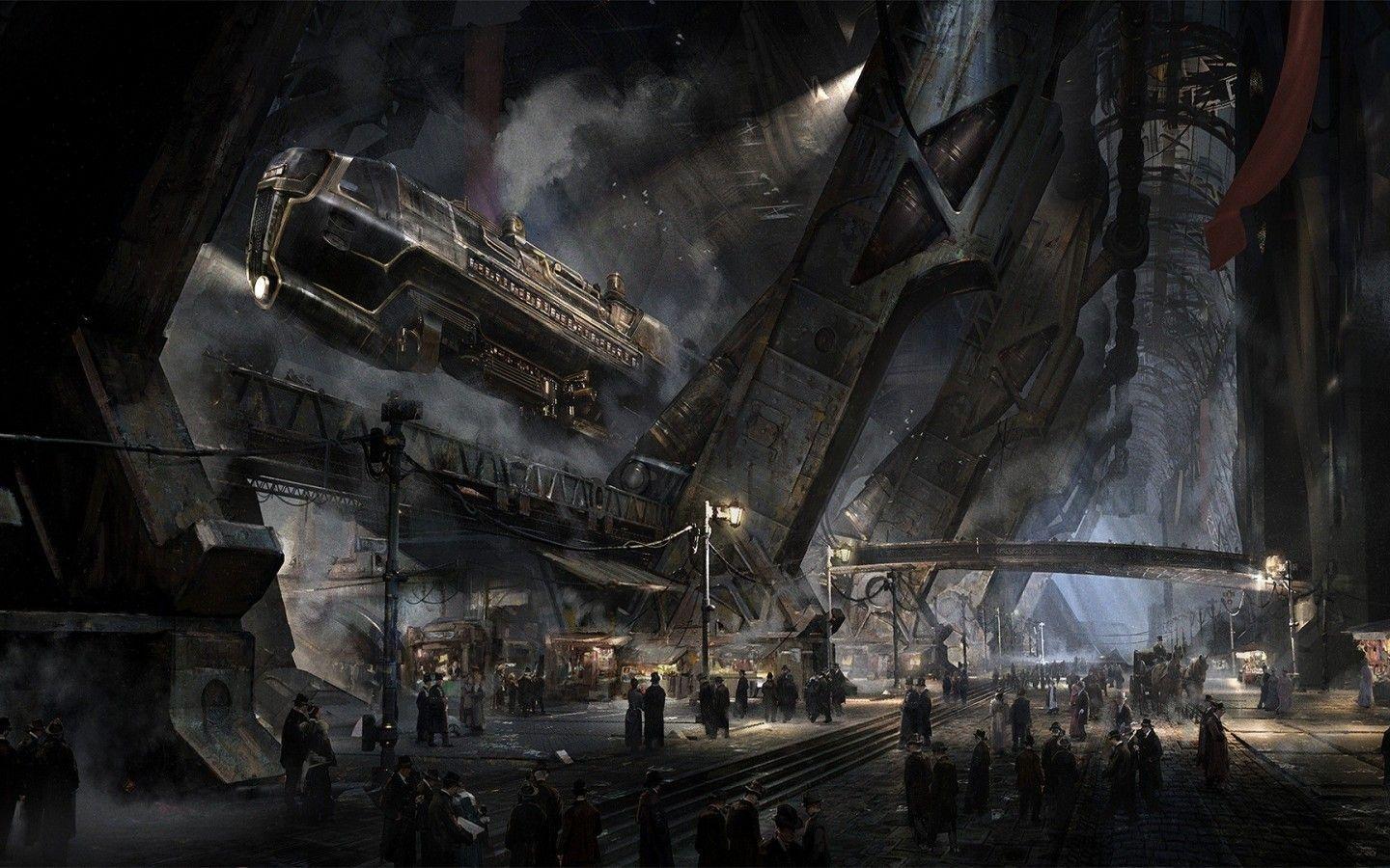 1440x900 people, Digital art, Fantasy art, Futuristic city, Futuristic