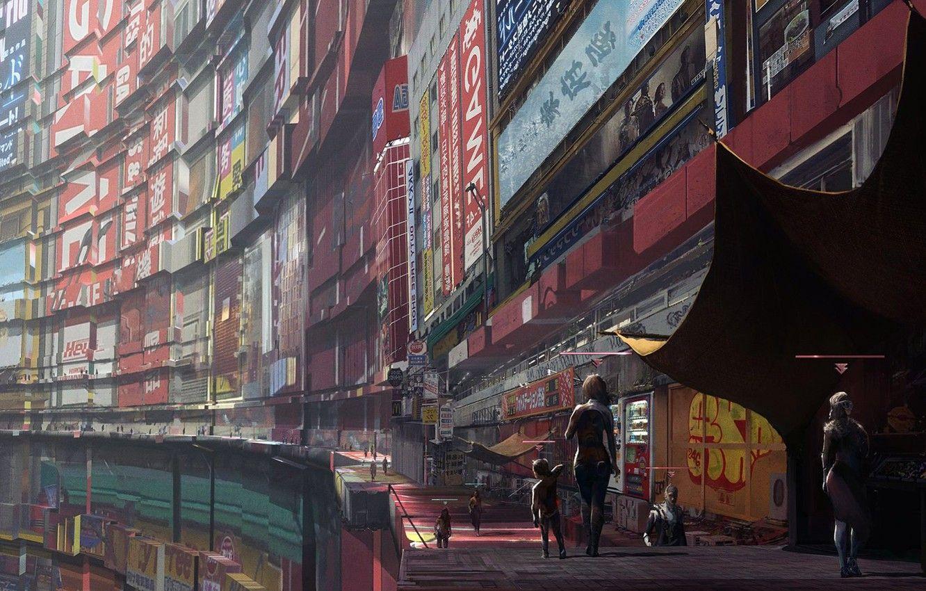 1332x850 Wallpaper Future, City, Fantasy, Science Fiction, People, Sci Fi, Cyberpunk, Child, Buildings, Artwork, Fantasy Art, Walkway, Futuristic, Futuristic City, Fantasy City Image For Desktop, Section фантастика