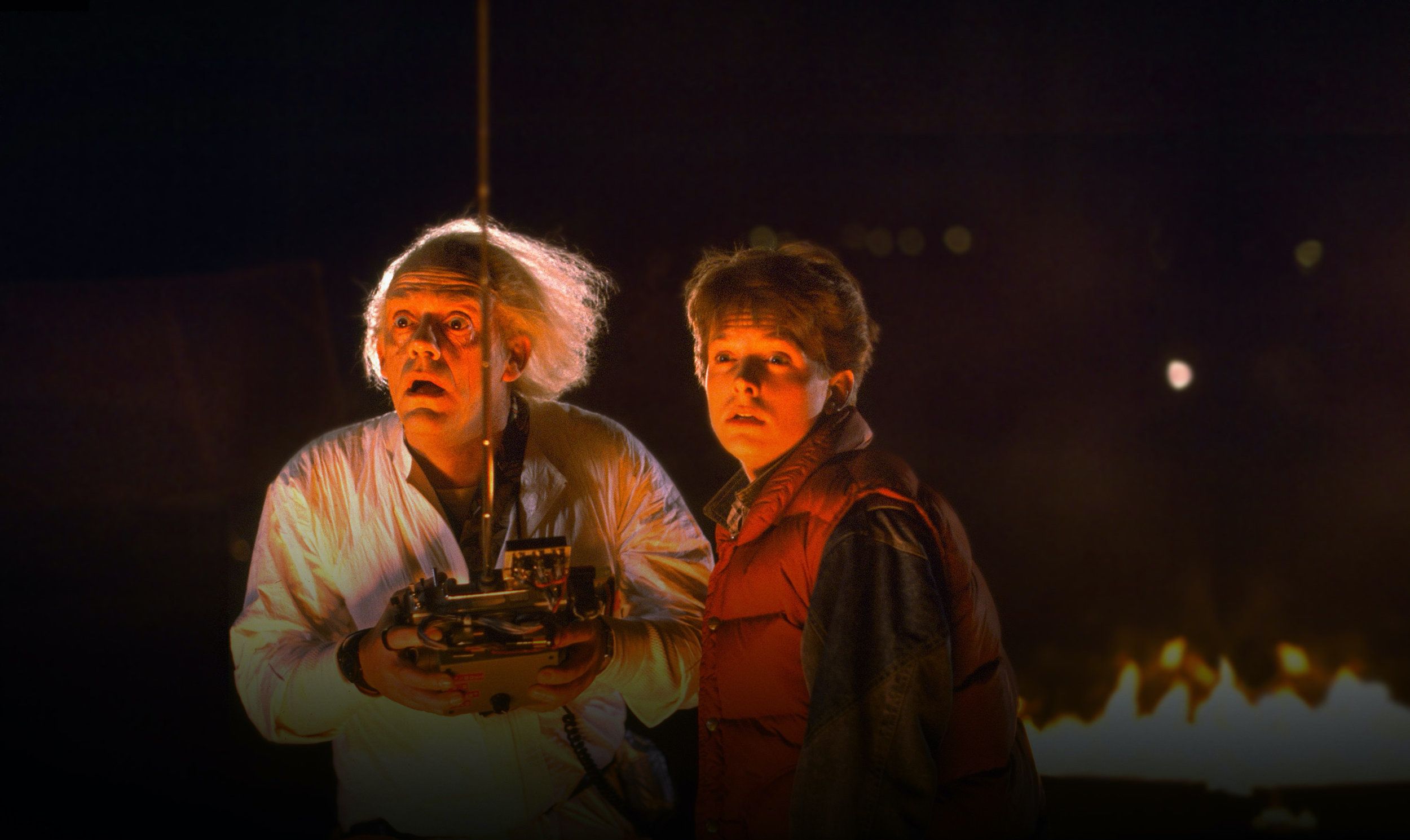 2500x1490 Download Christopher Lloyd Dr. Emmett Brown Michael J. Fox Marty McFly Movie Back To The Future HD Wallpaper