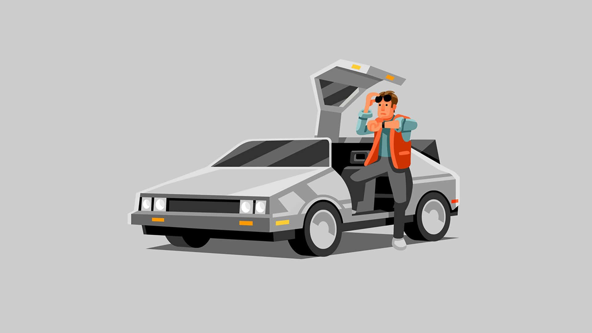1920x1080 Download Doc Brown and Marty McFly straddling a DeLorean in Back to the Future