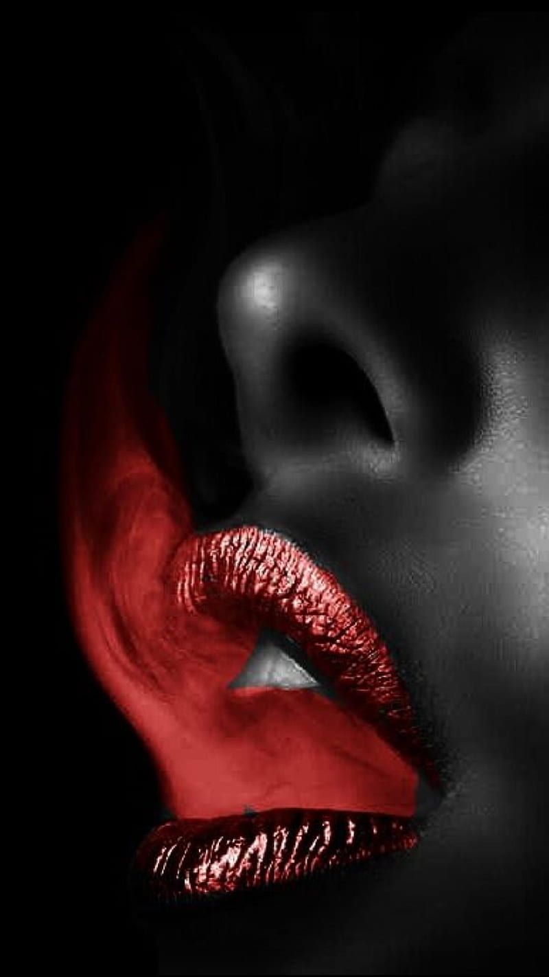 800x1422 Fire red lips, black woman, HD phone wallpaper