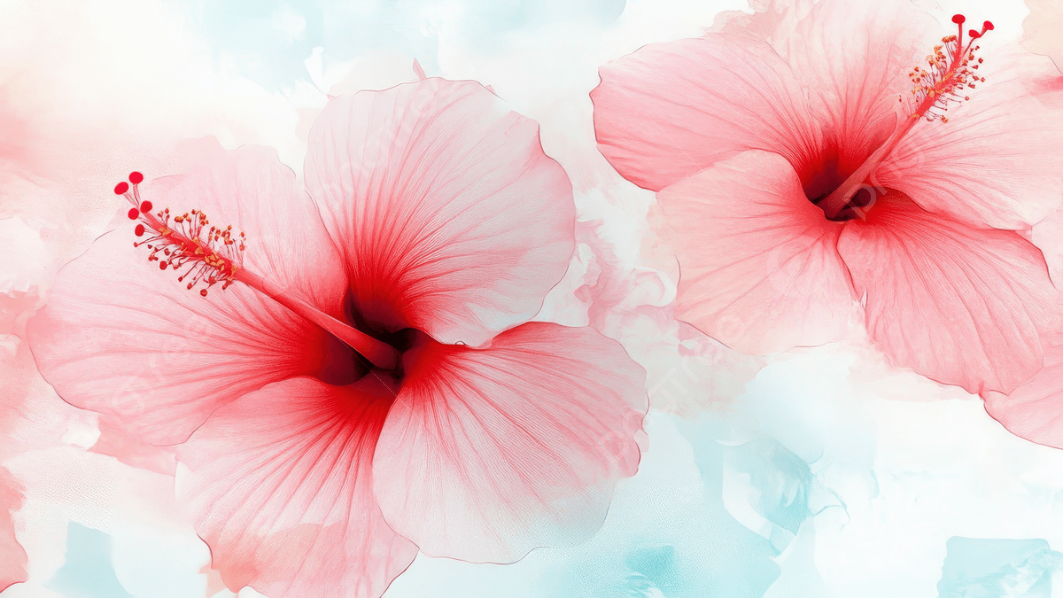 1200x675 A Beautiful Pattern Of Pink Hibiscus Flowers Light Background Delicate Details Translucent Petals Dreamy Colors Watercolor Painting, Beautiful, Pattern, Pink Background Image And Wallpaper for Free Download