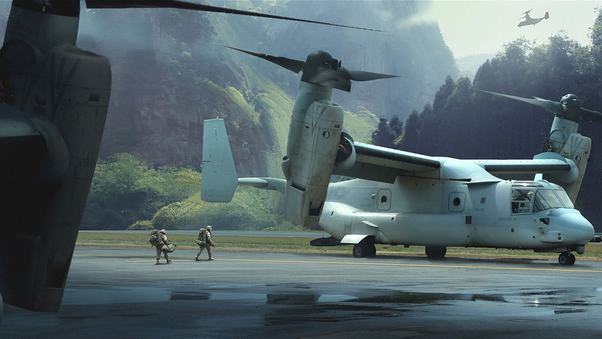 1920x1080 Wallpaper UNITED STATES AIR FORCE, Bell, Osprey, V- takeoff, American convertiplane, Michael Shinde, transport VTOL for mobile and desktop, section авиация, resolution 1920x1080
