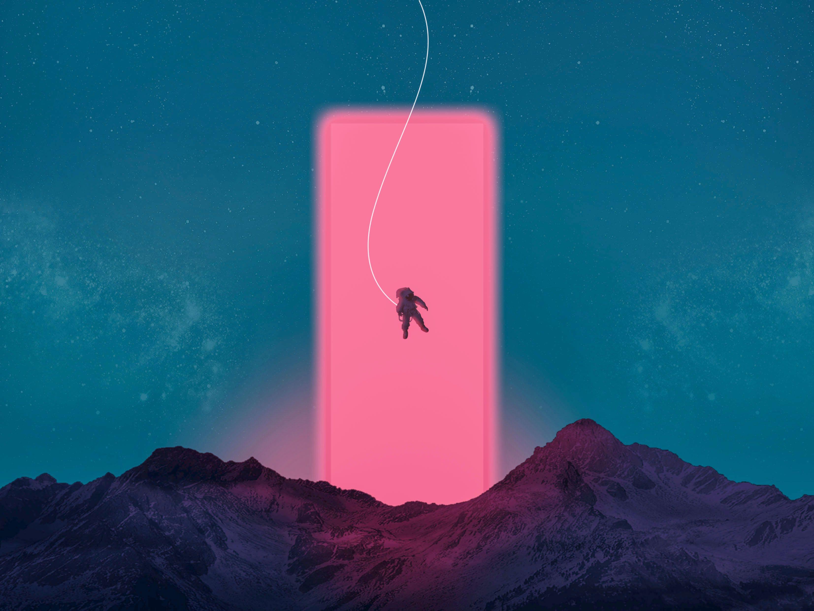 3306x2479 Download wallpaper 3306x2479 astronaut, neon, art, space