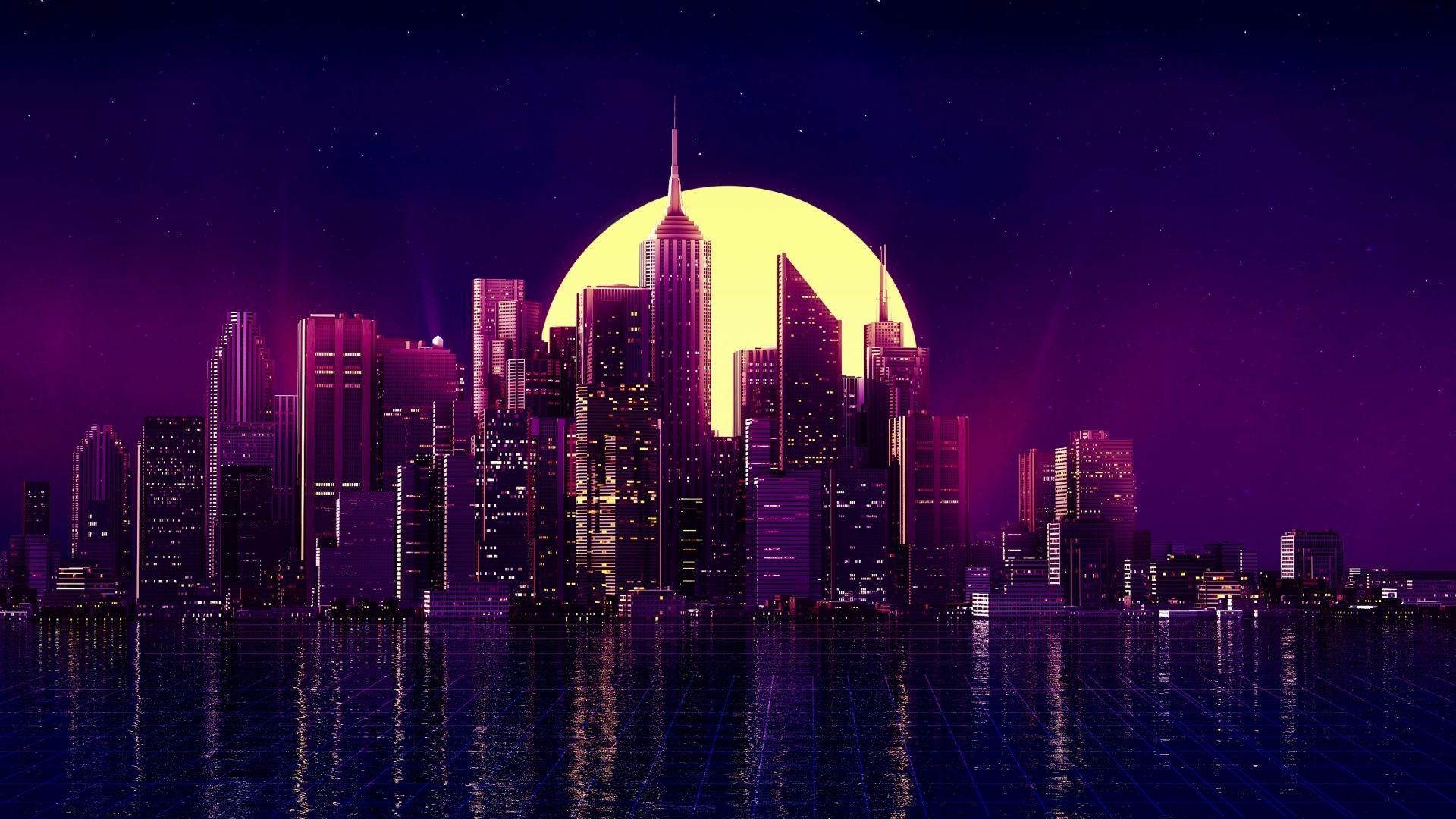 1920x1080 Neon New York City 1080P Laptop Full HD Wallpaper, HD