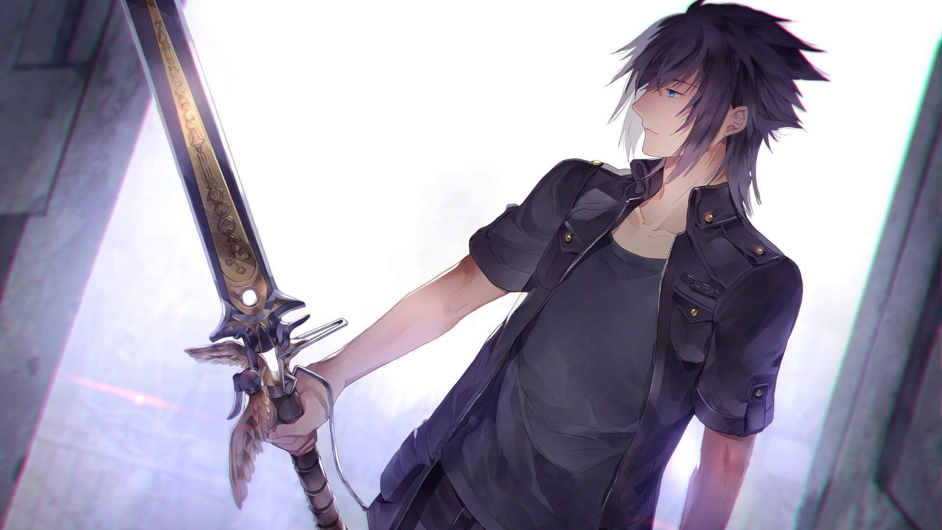 1920x1080 Black Haired Male Anime Character Holding Sword Wallpaper, Final
