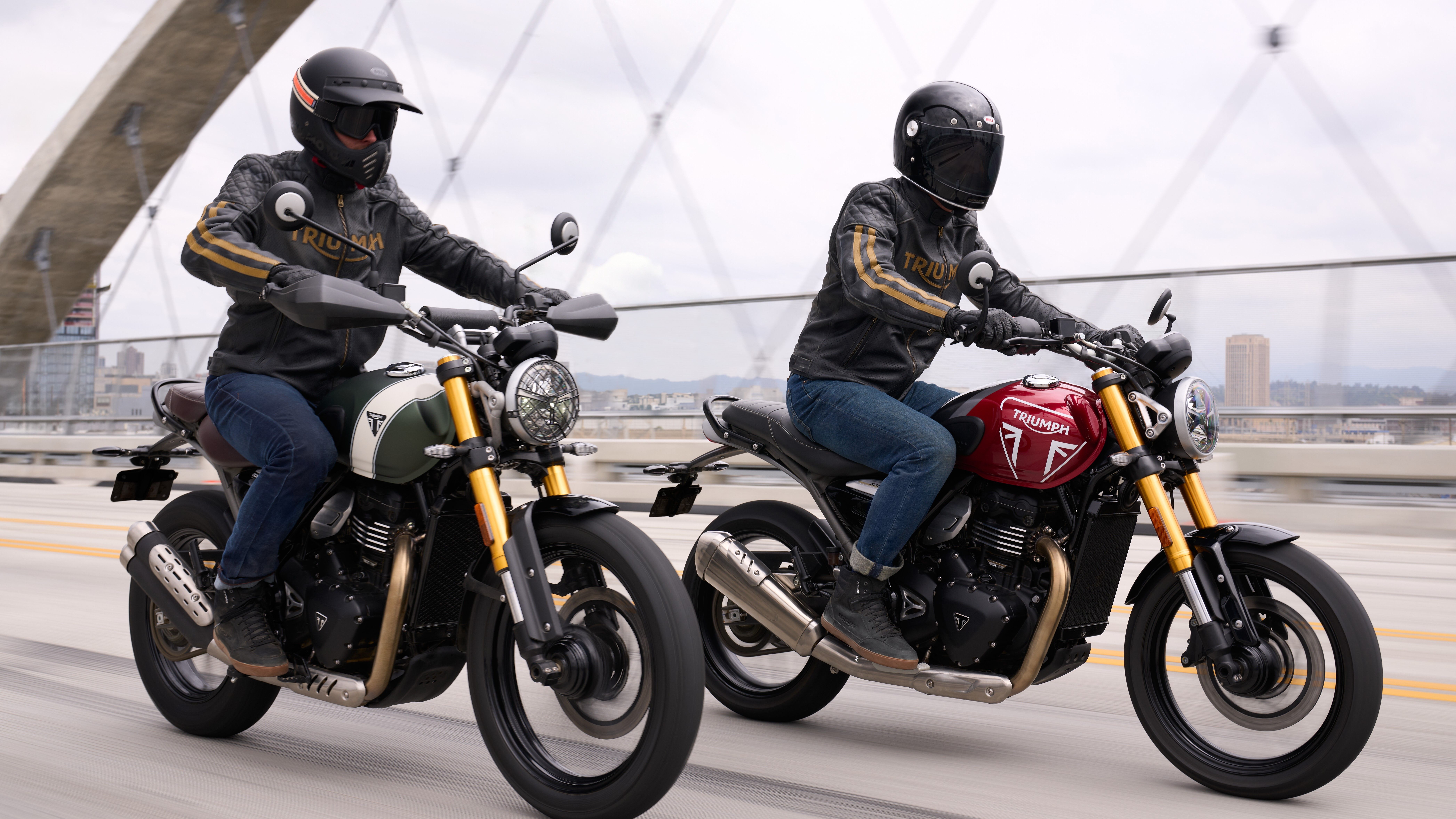 8372x4709 Triumph Scrambler 400 X and Speed Twin 400 Wallpaper HD