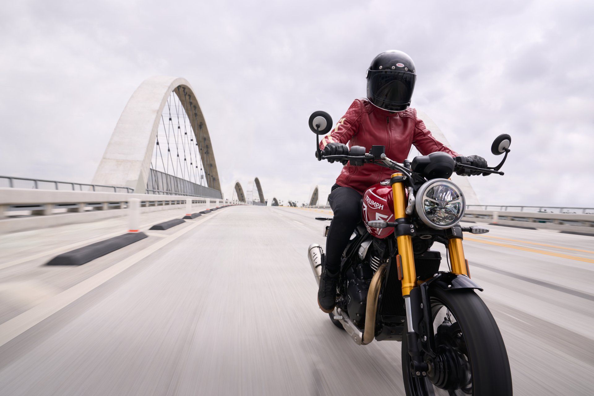 1920x1280 Triumph Speed 400 Motorcycle Dynamic Bridge Ride HD Wallpaper