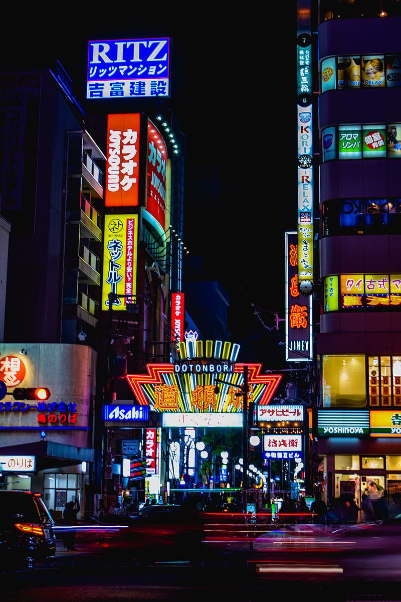 800x1200 Osaka Neon, city, dontonbori, glow, lights, namba, night, HD phone wallpaper