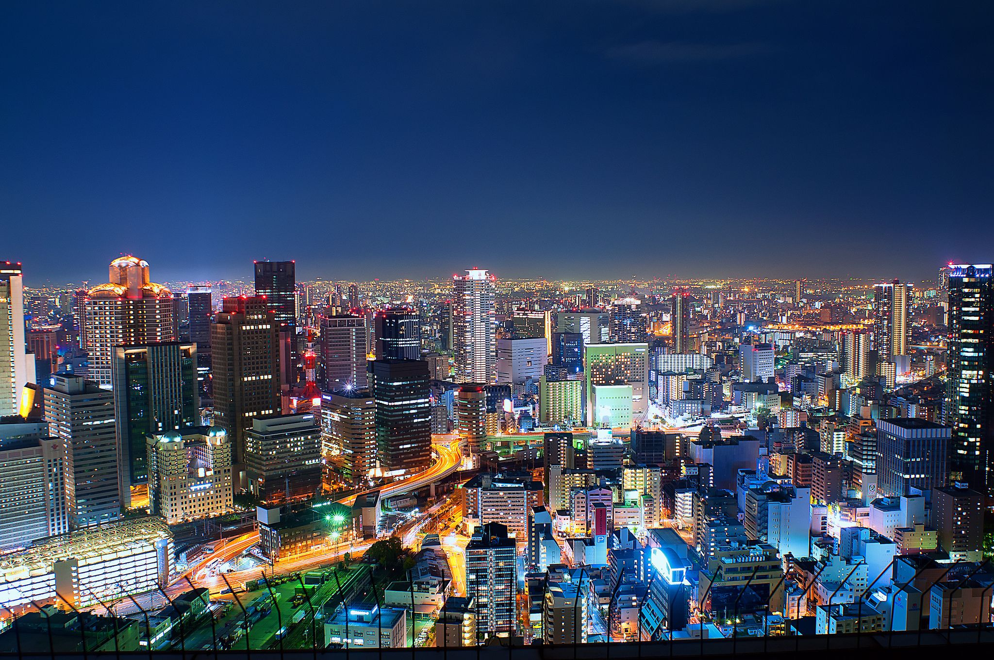 2048x1360 Wallpaper night, lights, Japan, megapolis, Osaka for mobile and desktop, section город, resolution 2048x1360
