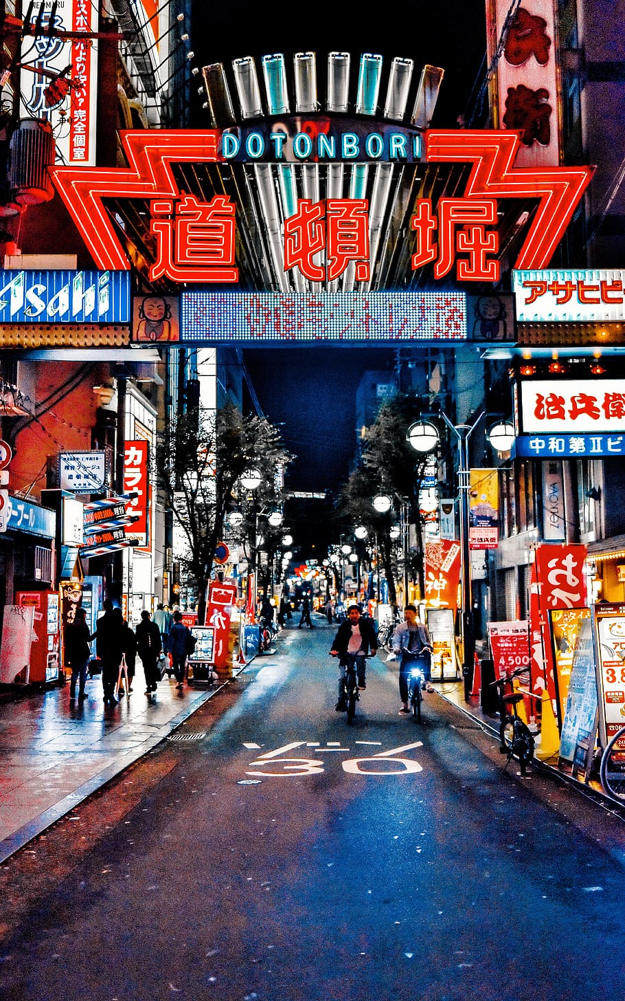 910x1456 neon signs, city, illuminated, japan, osaka, street, tourism, tourist attraction