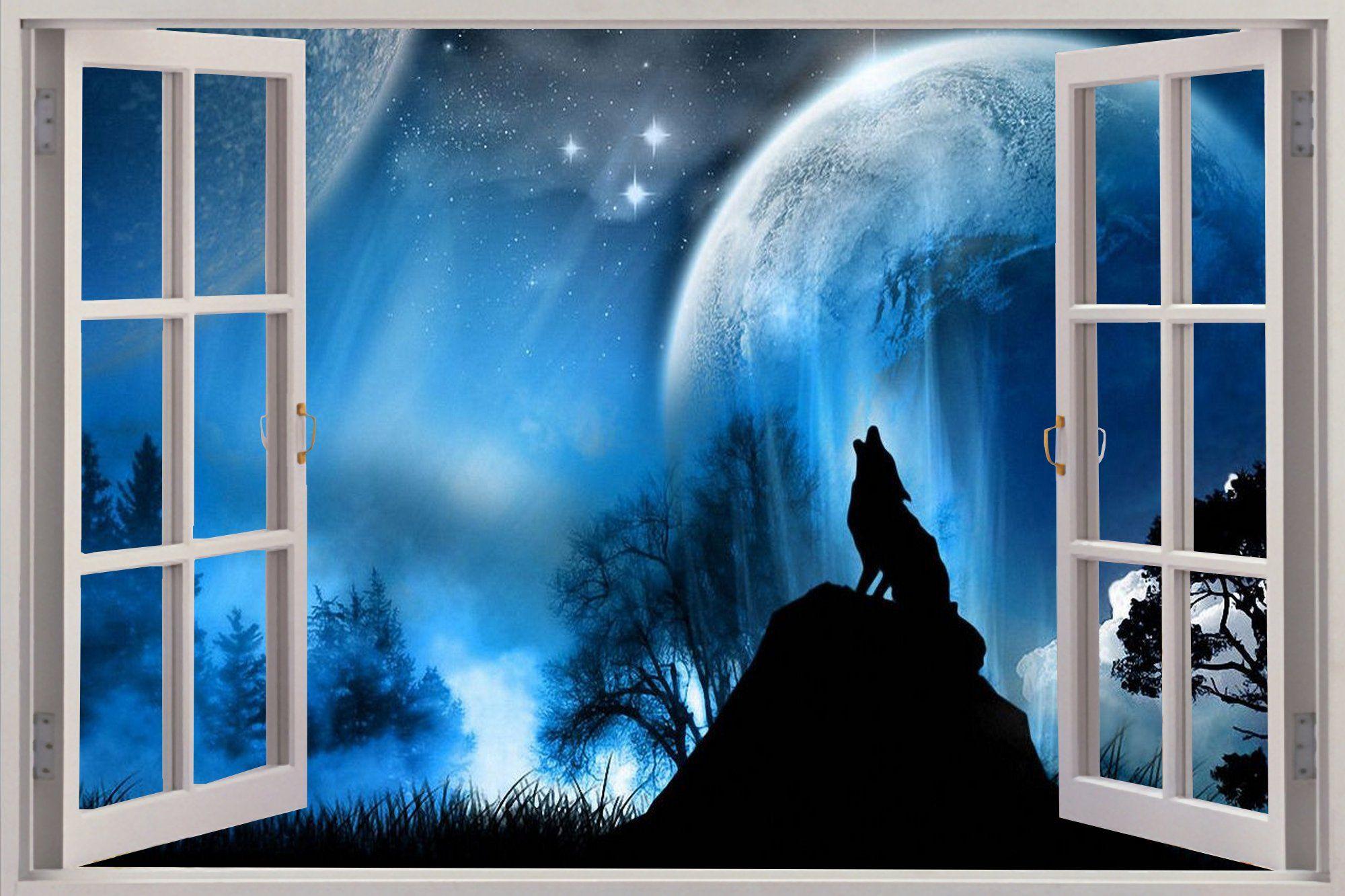2000x1333 Wolf Wall Sticker Windows Views - 3D Wolf Wall Art, Hình nền HD