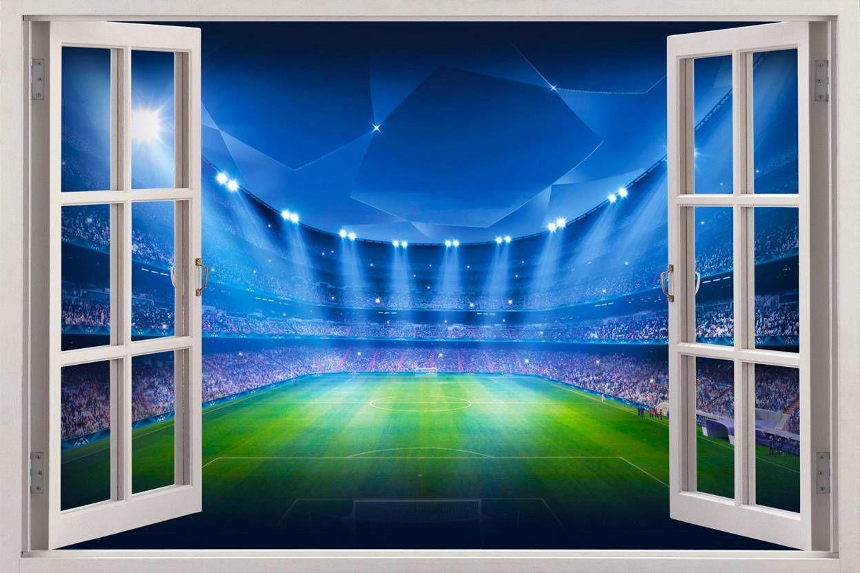 1247x831 Sân vận động bóng đá Xem cửa sổ 3D Decal dán tường Trang trí nghệ thuật