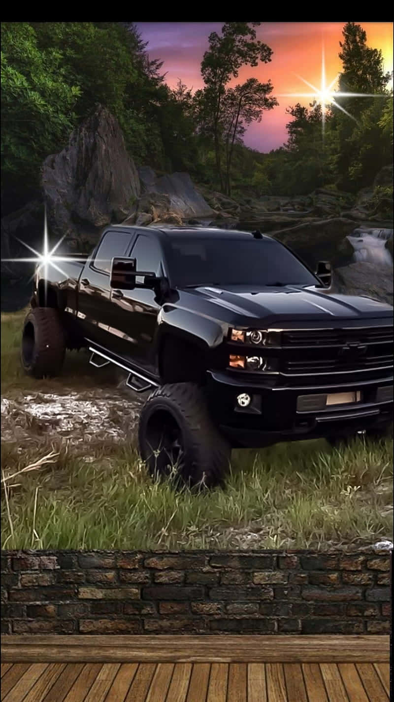 800x1422 Download Sleek Black Chevrolet Silverado Pickup Truck Wallpaper