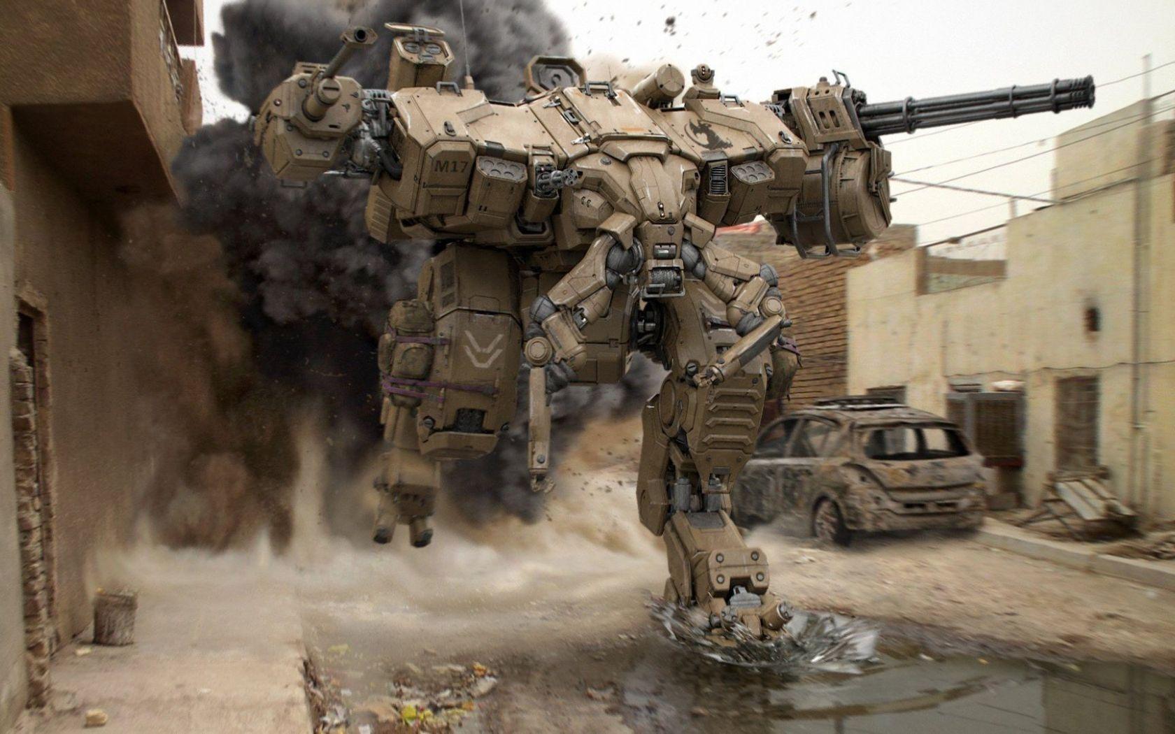 1680x1050 Free download future war robots street smoke pools ruins HD