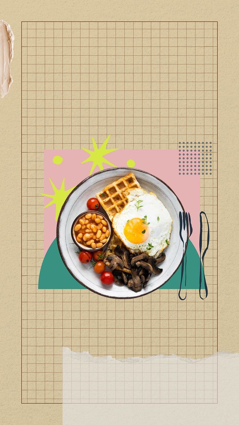 800x1422 English breakfast, food paper collage