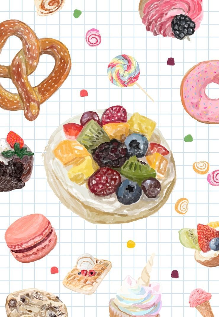 740x1069 Hand drawn food collage Image