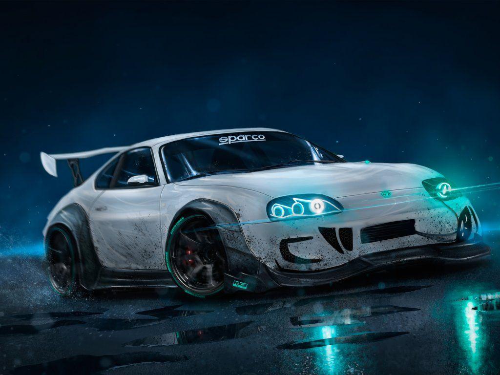 1024x768 Artwork, Toyota Supra, neon lights wallpaper. Toyota supra, Toyota supra mk White supra