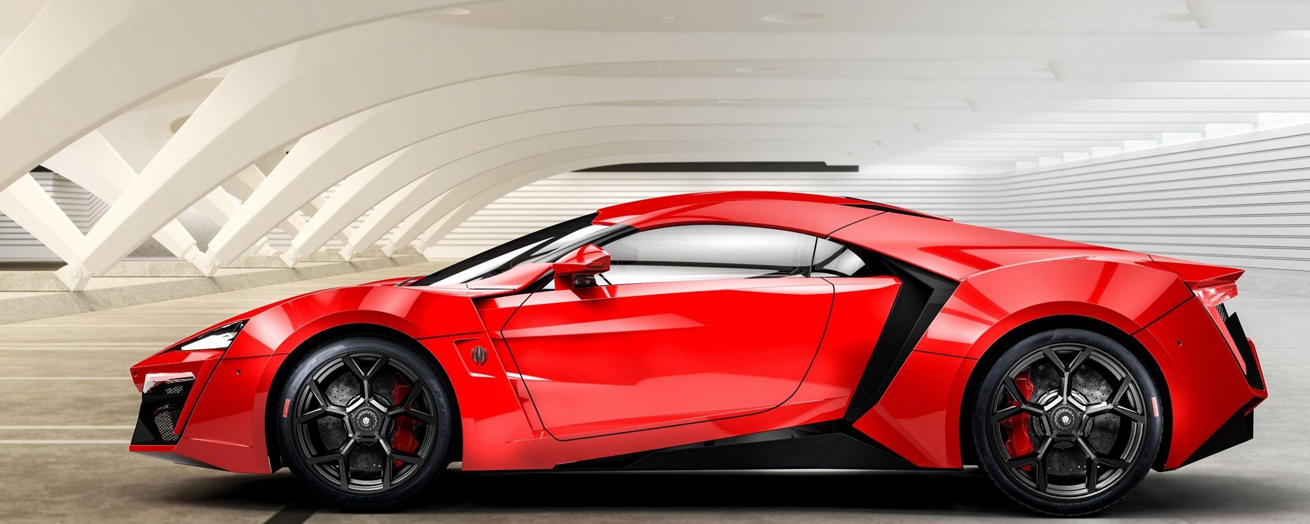 2560x1024 Download wallpaper 2560x1024 lykan, hypersport, w motors, red