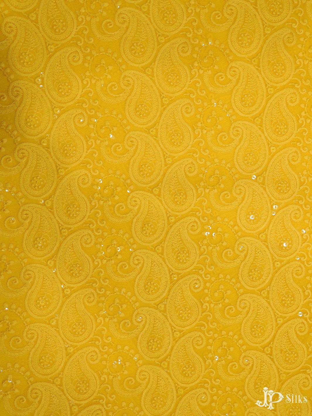 1065x1420 Yellow Chiffon Chikankari Fabric