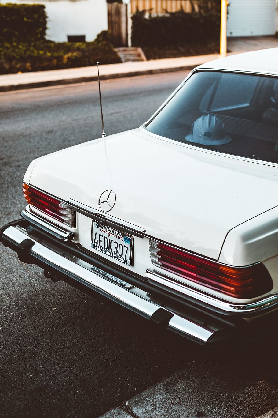 910x1365 White, Mercedes Benz Car, Parked, Road, Car, Taillight, License Plate, Street