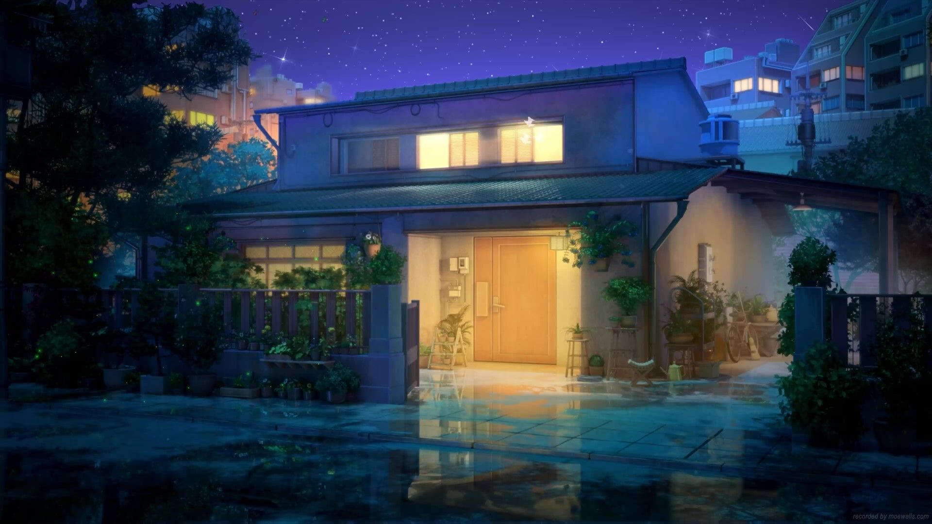 1920x1080 Lofi House Falling Stars Live Wallpaper