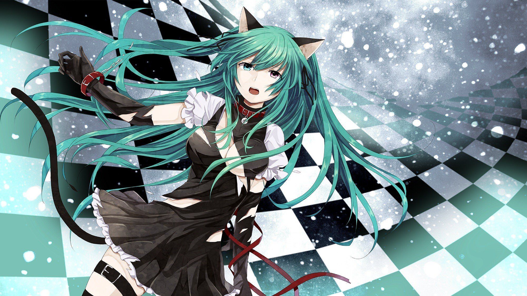 2000x1125 Utau, Ouka Alice, Nekomimi, Long hair, Ripped clothes, Heterochromia, Anime girls, Anime Wallpaper HD / Desktop and Mobile Background
