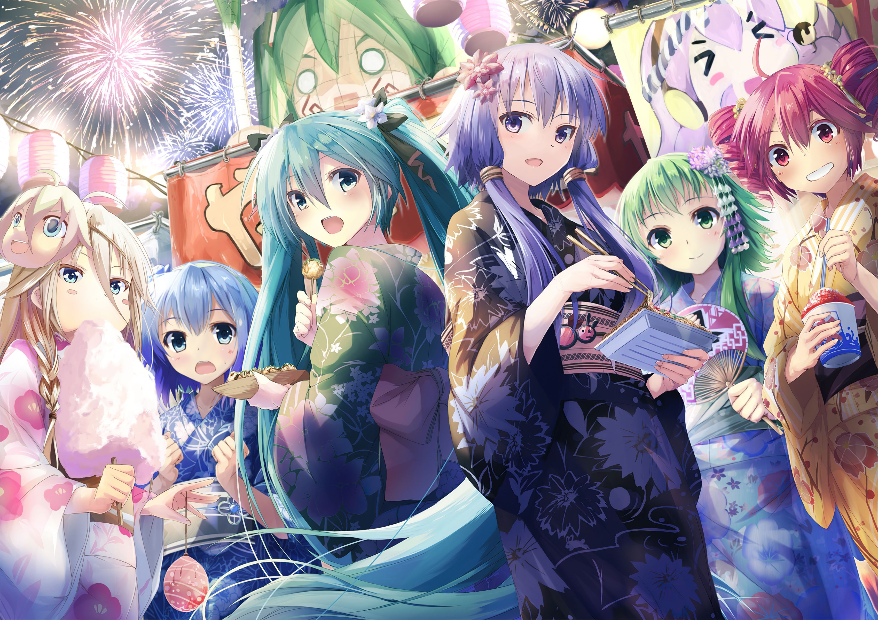 3400x2400 Desktop wallpaper: Kasane Teto, Anime, Crossover, Hatsune Miku, Utau, Vocaloid 4K free download for PC. 804895