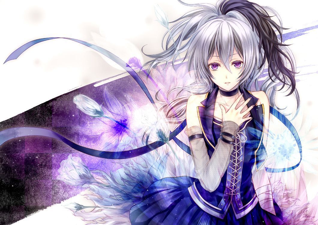 1060x750 Wallpaper Woman in Black and White Dress Anime Character, Background Free Image