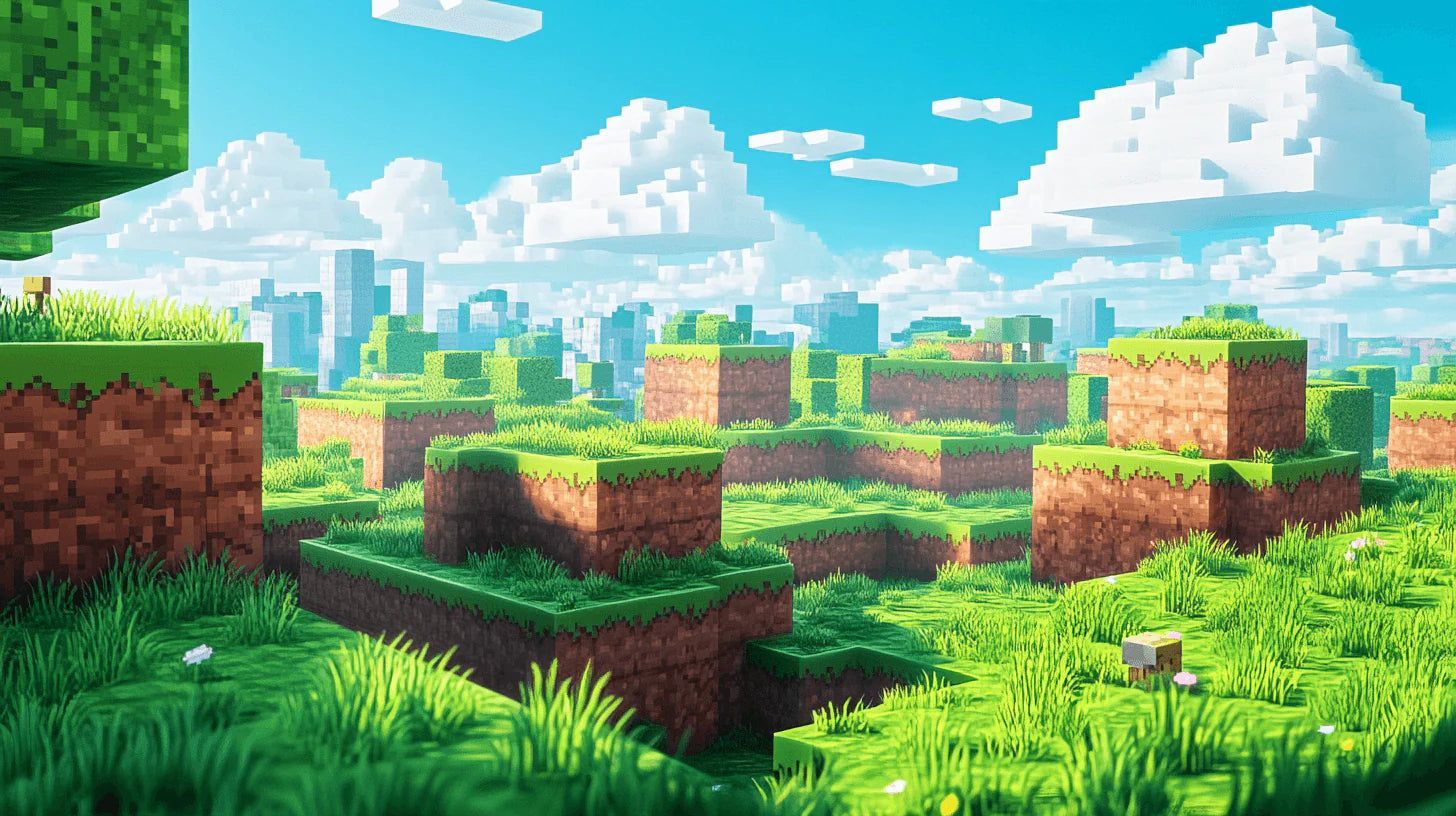 1456x816 Gamer Mural Wallpaper. Minecraft Pixel Art Landscape Classical Wallpaper
