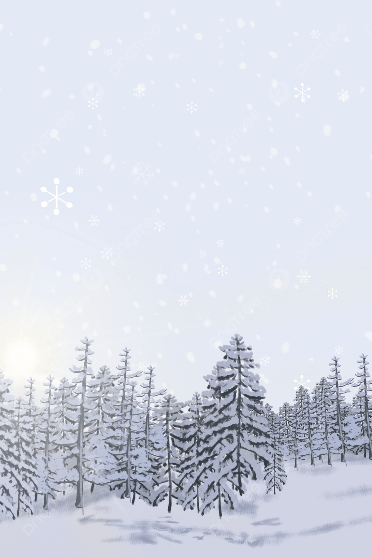 1200x1799 Winter White Snow Scene Mobile Phone End H5 Background Wallpaper Image For Free Download